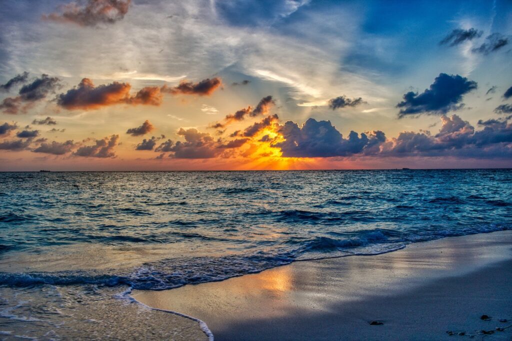 beach, ocean, sunset