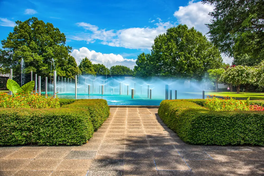 Cool outdoor fountains pictured in the summer in Spartanburg