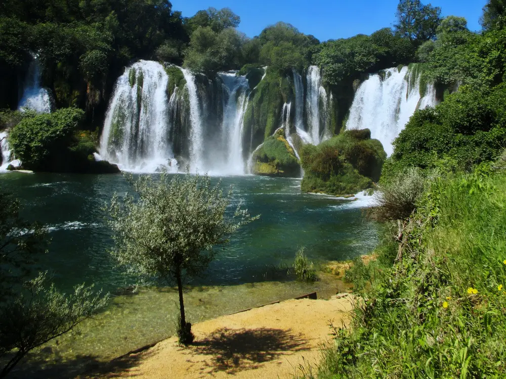 Kravice Waterfalls during the summertime in Bosnia and Herzegovina, which is the best time to visit Bosnia overall