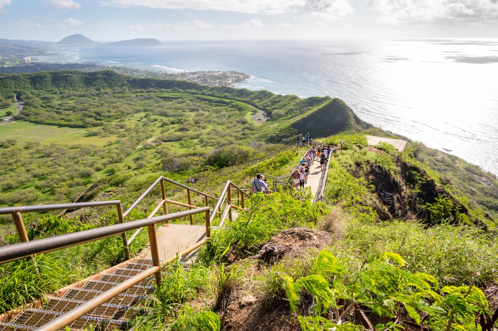 Trails overlooking Diamond Head in the capital of Hawaii during the best time to visit Honolulu for fewer crowds
