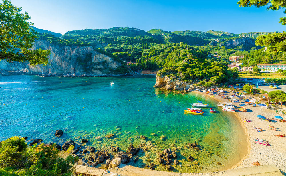 Amazing view of the secluded beach in Paleokastritsa, one of the best places to stay in Corfu