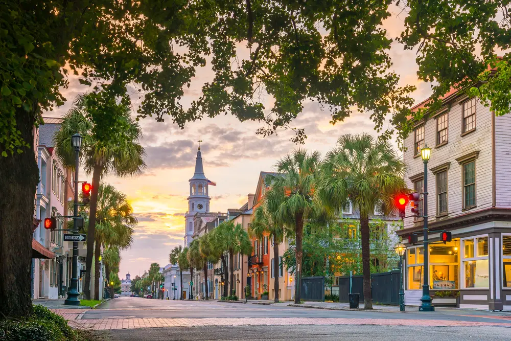Neat view of the historical downtown area in Charleston, a top pick for must-visit places in South Carolina