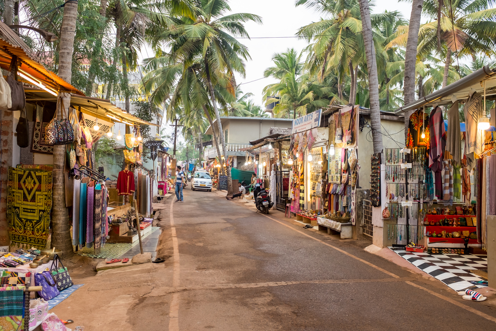 Photo of a street with little shops on Agonda Beach Road pictured for a guide titled Is Goa Safe to Visit