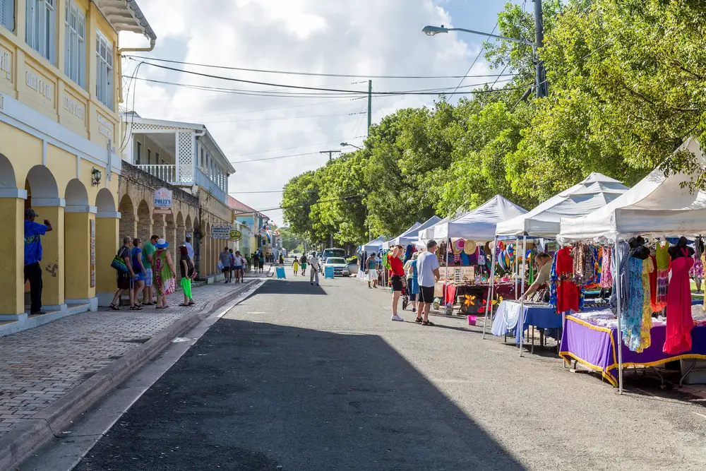 Photo of an open-air market in the USVI island of St. Croix for a guide to whether or not it's safe to visit